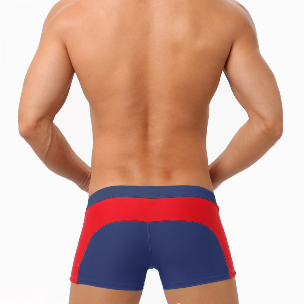 Темно-синие мужские плавки-боксеры с мини-кармашком на замке (Размер: XL) (Цвет: темно-синий)