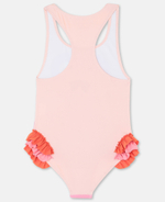 Купальник слитный STELLA McCARTNEY Персиковый/Принт: розовый фламинго/Оборки Девочка