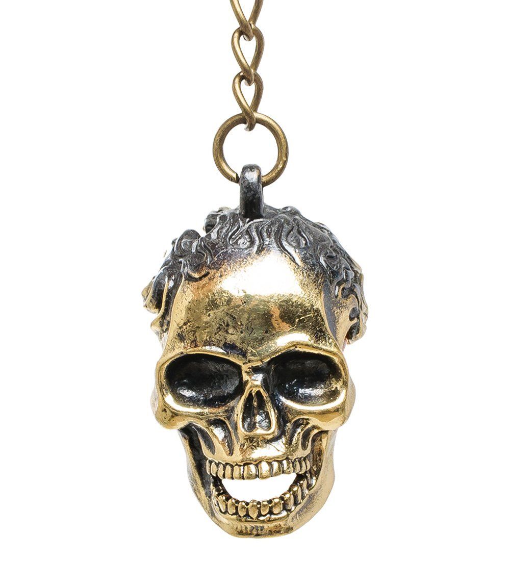 AM-1615 Брелок «Череп» (латунь, янтарь)