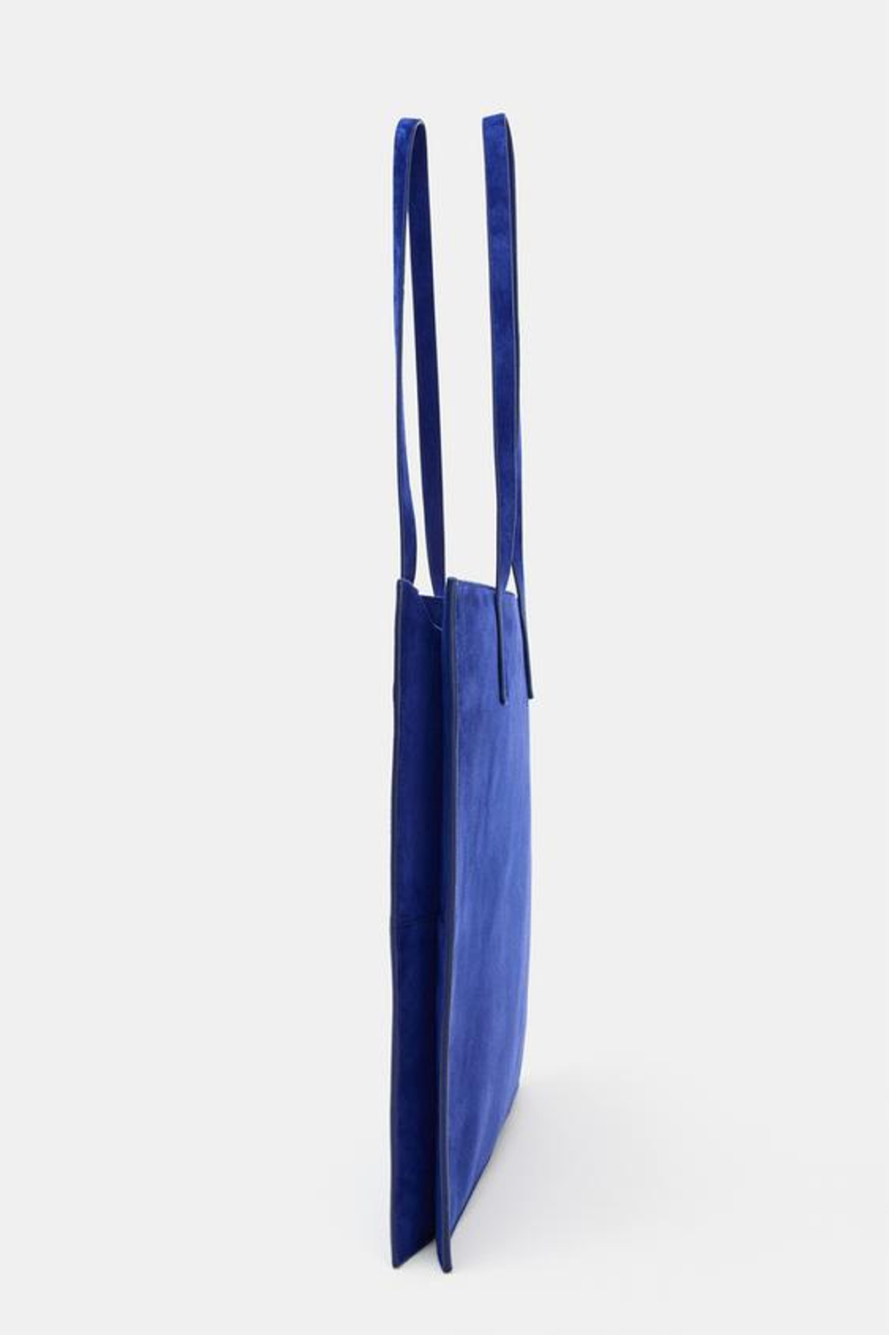 ZARA ЗАМШЕВАЯ СУМКА-ШОПЕР, СИНИЙ