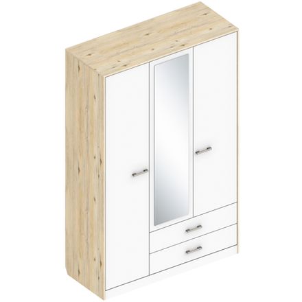 Шкаф трехстворчатый с двумя ящиками "Милана" (гаскон пайн/белый лофт), ЛДСП, Велес