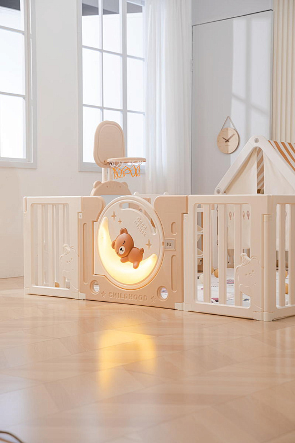 Манеж UNIX Kids DeLuxe House&Storage Camel, 150 x 180 см с игровыми аксессуарами