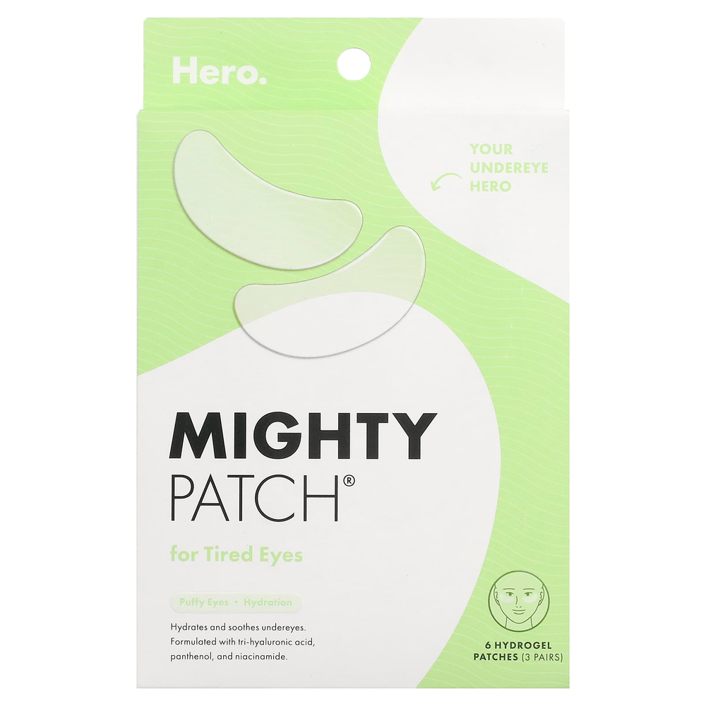 Hero Cosmetics, Mighty Patch®, от усталости глаз, 6 гидрогелевых патчей