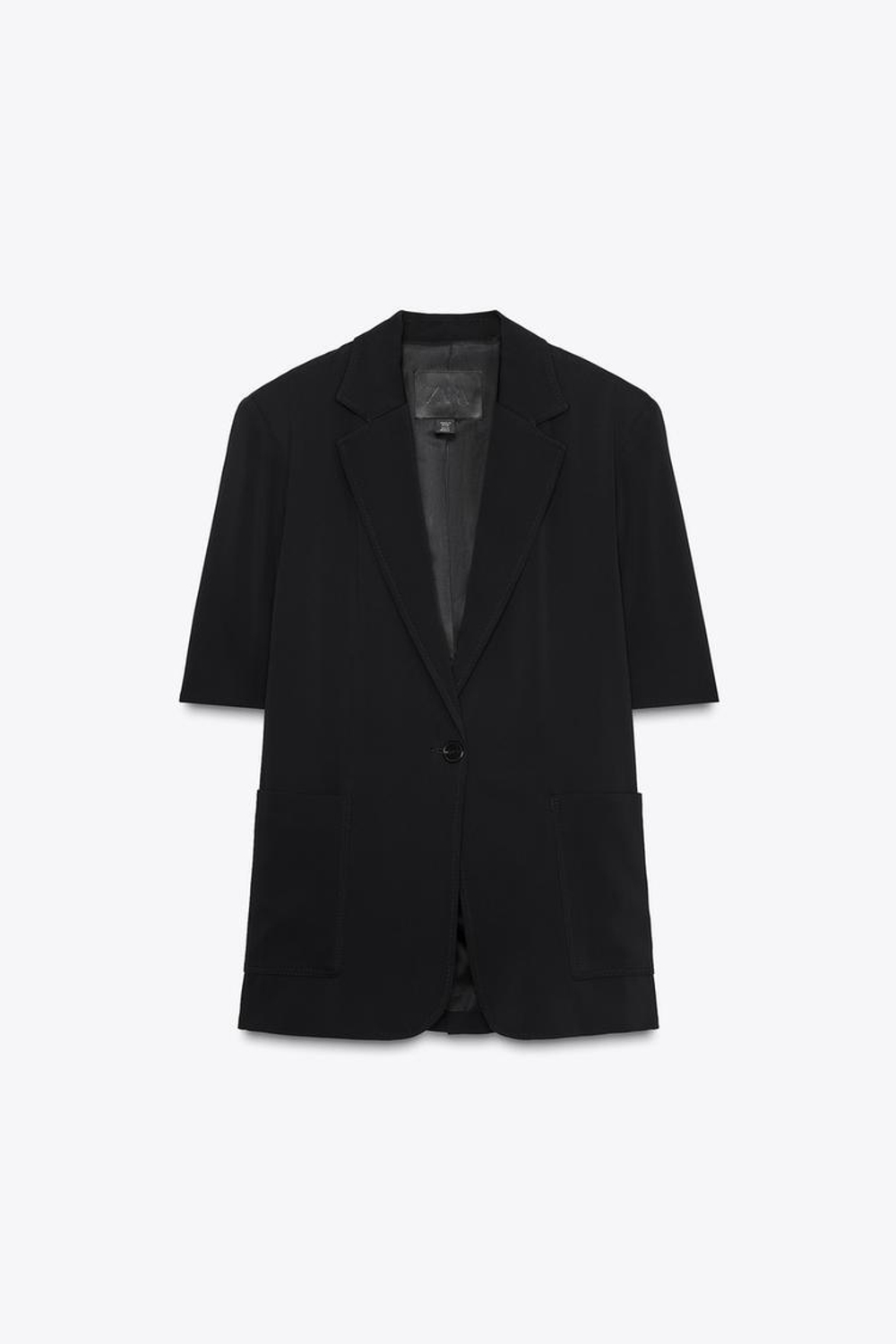 ZARA БЛЕЙЗЕР С КОРОТКИМИ РУКАВАМИ — ZW COLLECTION, ЧЕРНЫЙ