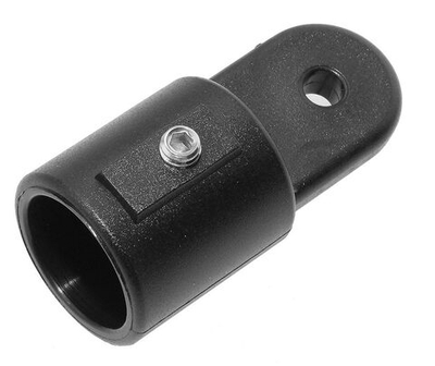 Наконечник с рымом, черный пластик, надевается на трубу с наружным диаметром 22 мм (10261838)