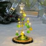 Сувенир с подсветкой «Елочка Хрустальная» 26 см, диаметр 10 см, основ.-золото, свечение-тепл.бел, хрусталик Зел./Желтый (работает от батареек 3 ААА)