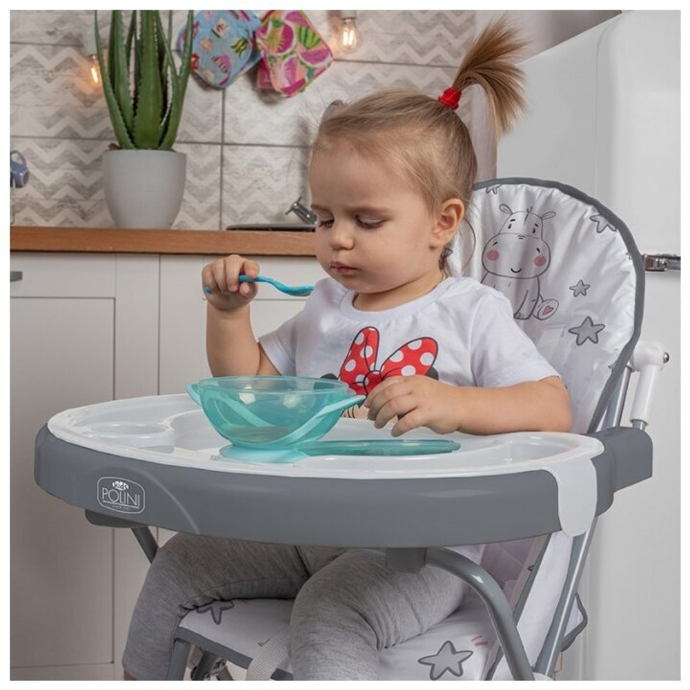 Стульчик для кормления Polini kids 252 Бегемотик, серый
