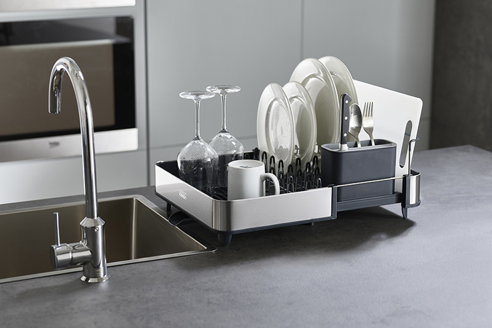 Сушилка для посуды раздвижная extend steel, серая