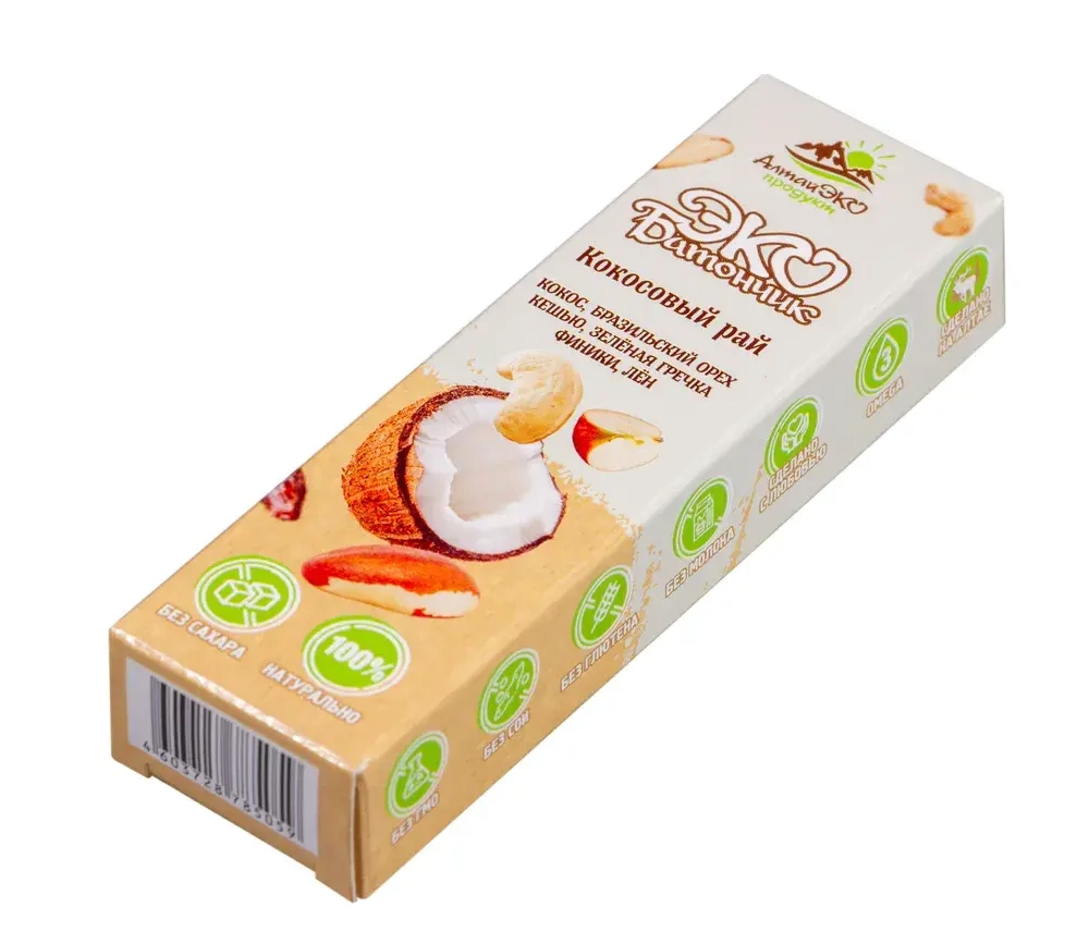 Эко-батончик «Кокосовый рай»,45гр продукт Алтай ЭКО