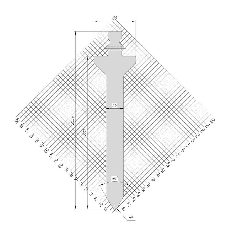 Пуансон TP 1303 60° H220 R4