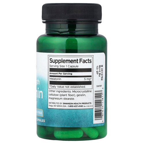 Swanson, мелатонин, 5 мг, 60 капсул