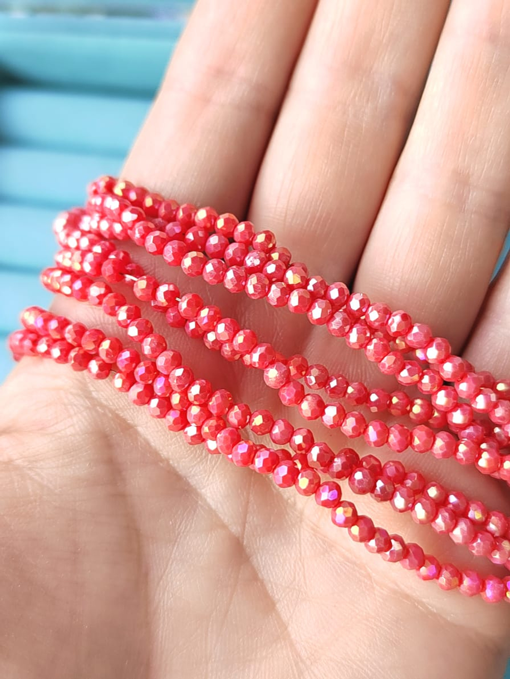 сгр32-к Стекло гранёное рондель, 3мм, коралловый