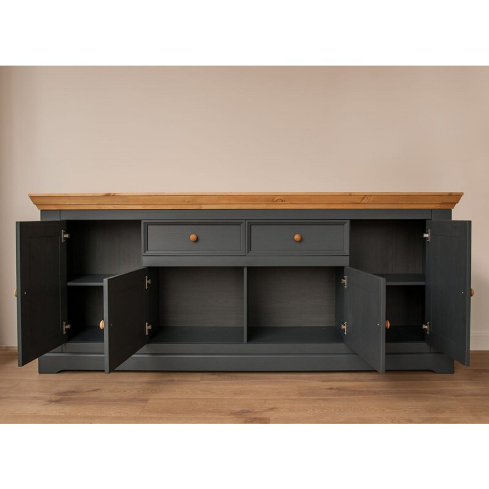 Комод «Форест» 4 двери 2 ящика серый 7012/бейц-масло