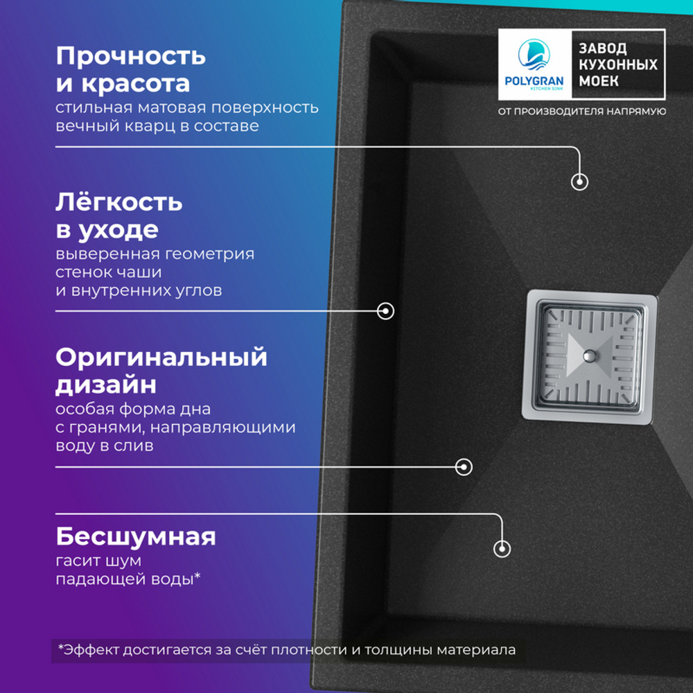 Мойка POLYGRAN BLADE-550 черный №16