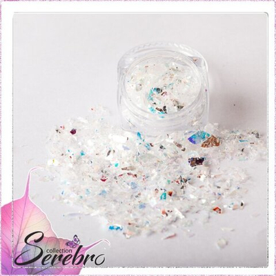 Дизайн для ногтей Слюда "Serebro", цвет белый