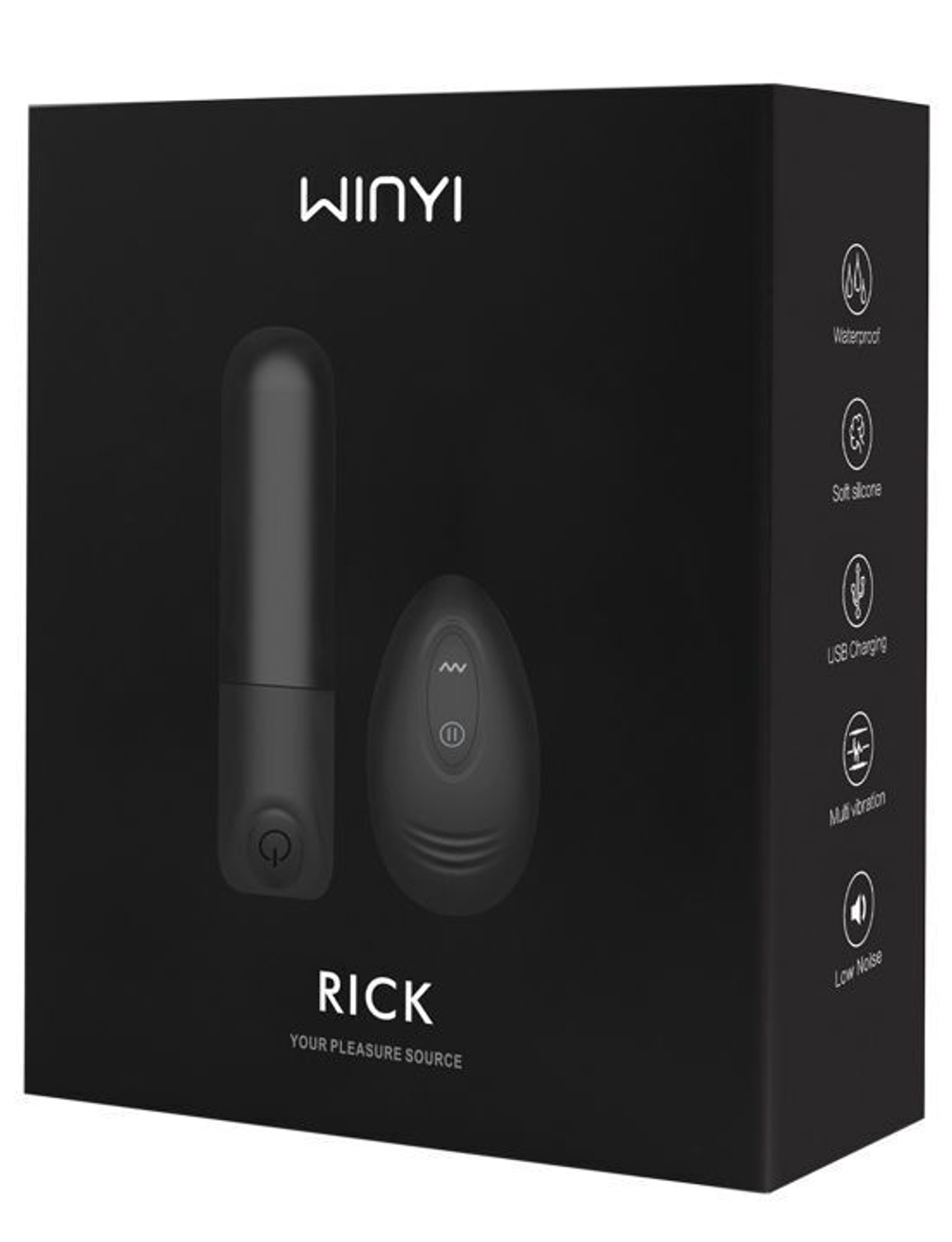Черный мини-вибратор Rick с пультом - 8,6 см. (Цвет: черный)