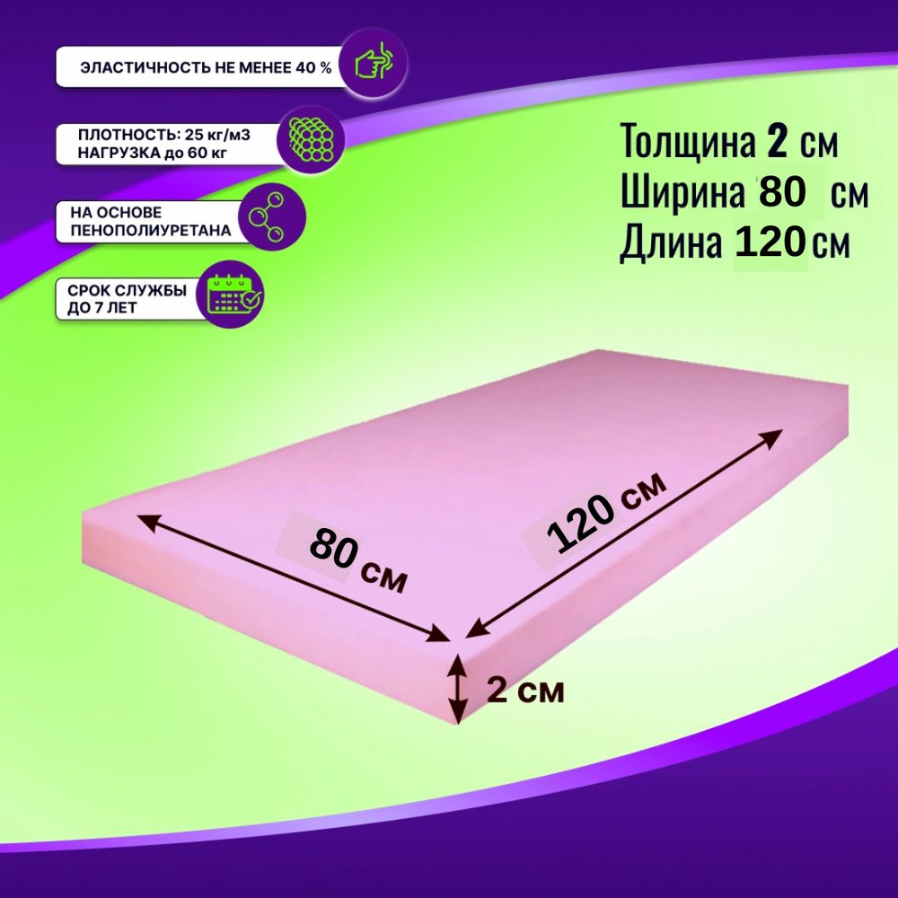 Поролон ST 2536 (стандарт) толщиной 2 см жесткость 3.6 кПа, плотность 25кг/м3