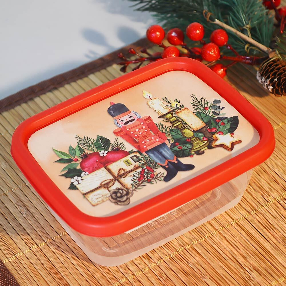 Контейнер для продуктов 0,5л прямоугольный "Игрушки", красный