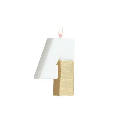 Свеча в торт "Манхеттен", цифра "4", белая с золотом, 8 см