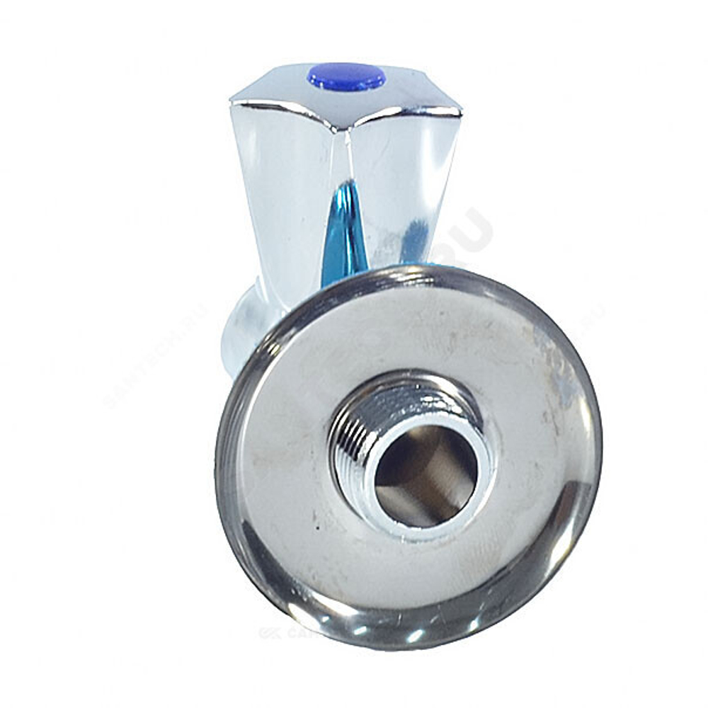Клапан седловой латунный бытовой хром 3-ходовой 1045 G1/2"х3/4"х1/2" Ру10 НР/НР/ВР бабочка с отражателем Aquasfera 1045-01