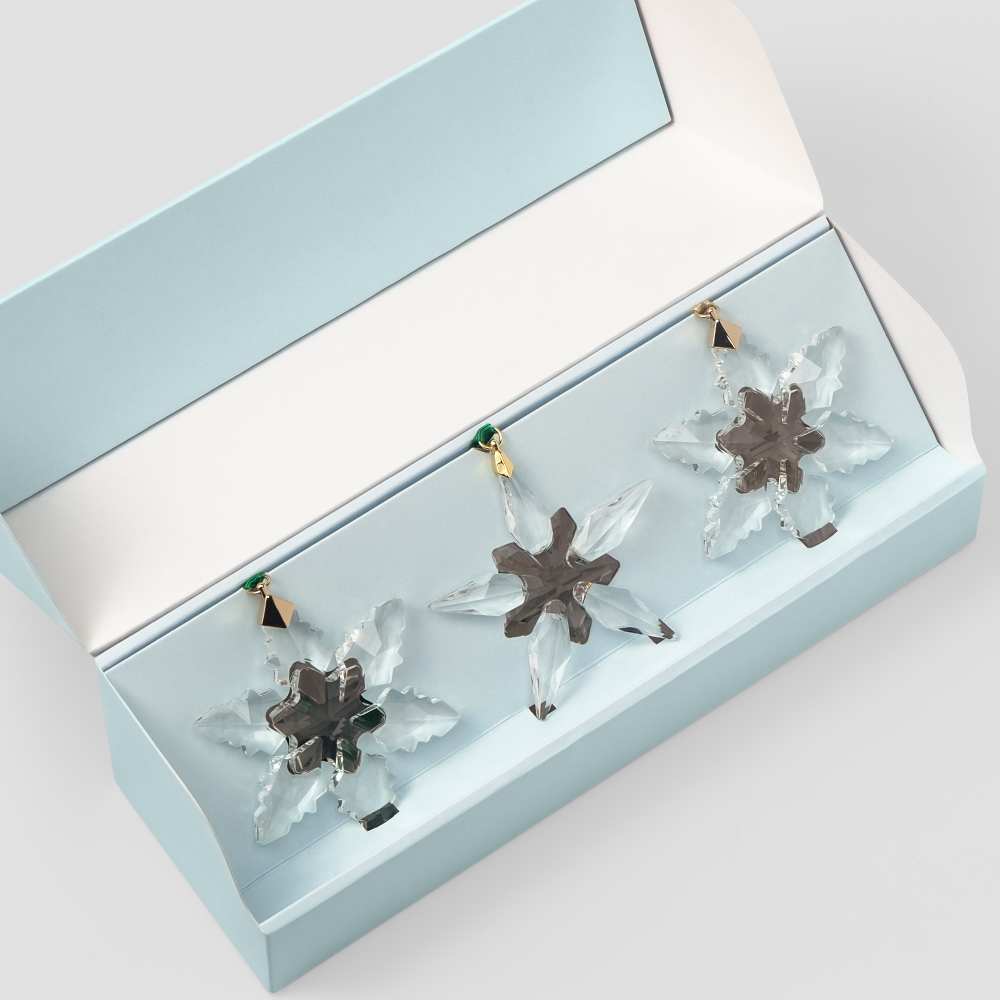 Набор из 3 елочных игрушек-снежинок Farforite «Главная елка страны 2» в подарочной коробке