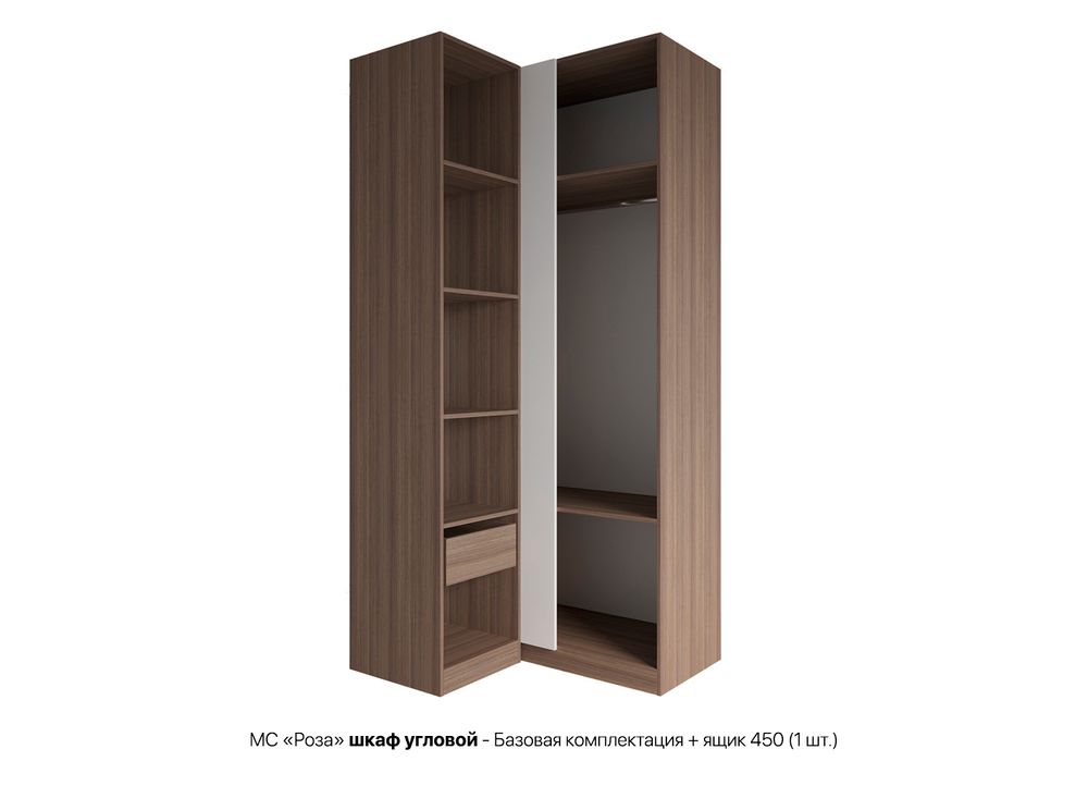 МС Роза Шкаф угловой 1100 Орех Франклин/Ройс Пудра Скин, ДСВ Мебель