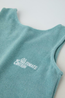 ZARA КОМПЛЕКТ ИЗ ФУТБОЛКИ И ШОРТОВ ИЗ МАХРОВОЙ ТКАНИ, СВЕТЛО-ГОЛУБОЙ