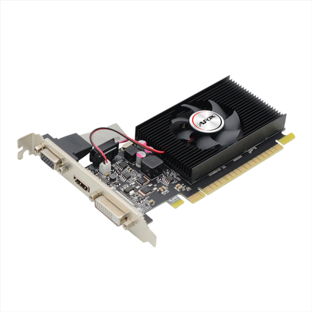 Видеокарта AFOX NVIDIA GeForce GT710, 2Гб GDDR3, 64 бита, LP, Retail, PCIe2.0, 1xFAN, 1-SLOT, 19Вт, VGA, HDMI, DVI (AF710-2048D3L7-V1)