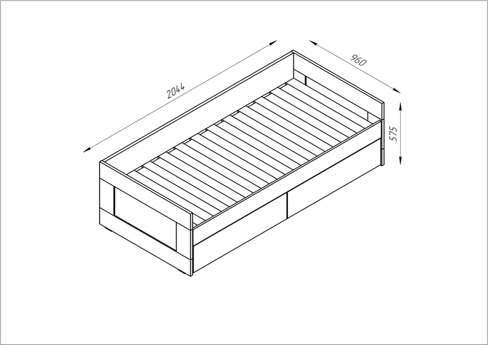 Кровать Сириус раздвижная 90(180)х200 (сонома)