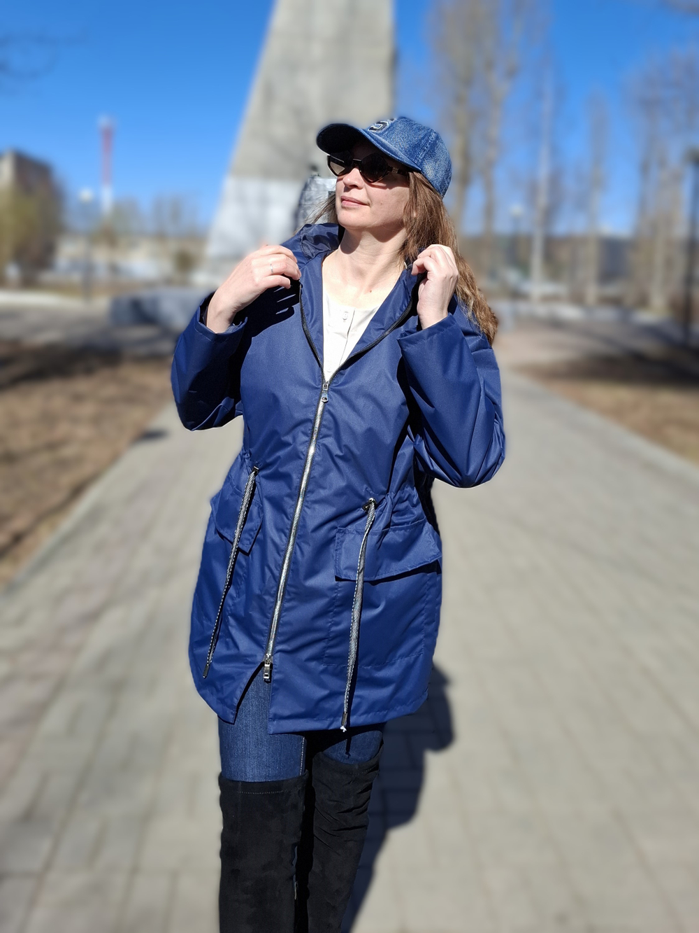 Куртка-ветровка Деми женская, цвет темно-синий