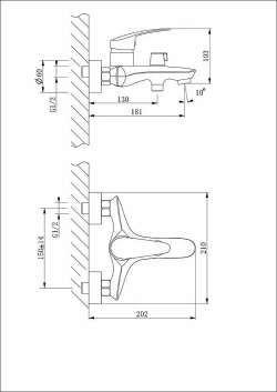Смеситель для ванны Lemark Linara LM0414C с коротким изливом, керамические пластины
