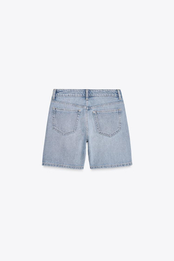 ZARA ДЖИНСОВЫЕ ШОРТЫ TRF СО СРЕДНЕЙ ПОСАДКОЙ, ГОЛУБОЙ