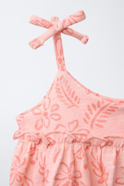 ZARA ТОП С БРЕТЕЛЯМИ И ЦВЕТОЧНЫМ ПРИНТОМ, МАНДАРИНОВЫЙ