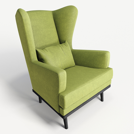 Мягкое кресло с ушами Фантазёр D-7 (Зеленый) на высоких ножках, для отдыха и чтения книг. В гостиную, балкон, спальню и переговорную комнату.