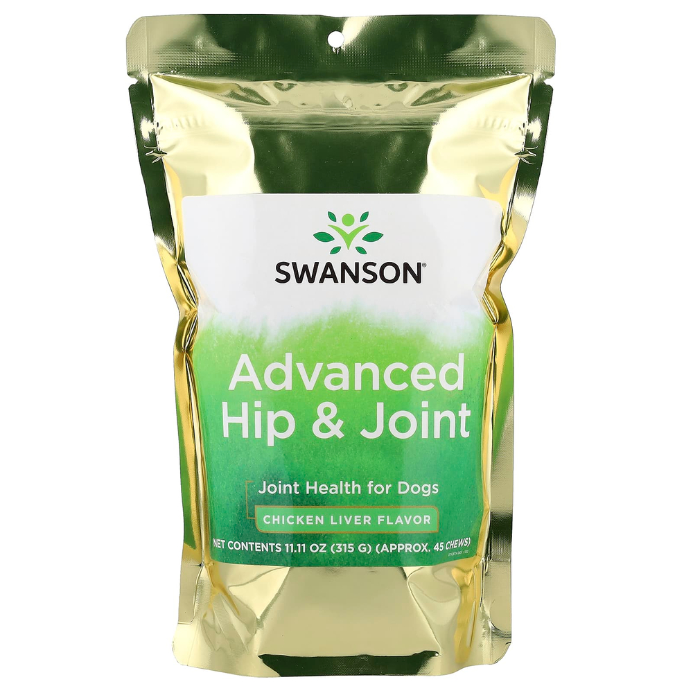 Swanson, улучшенная добавка для бедер и суставов, для собак, куриная печень, 45 жевательных таблеток, 315 г (11,11 унции)