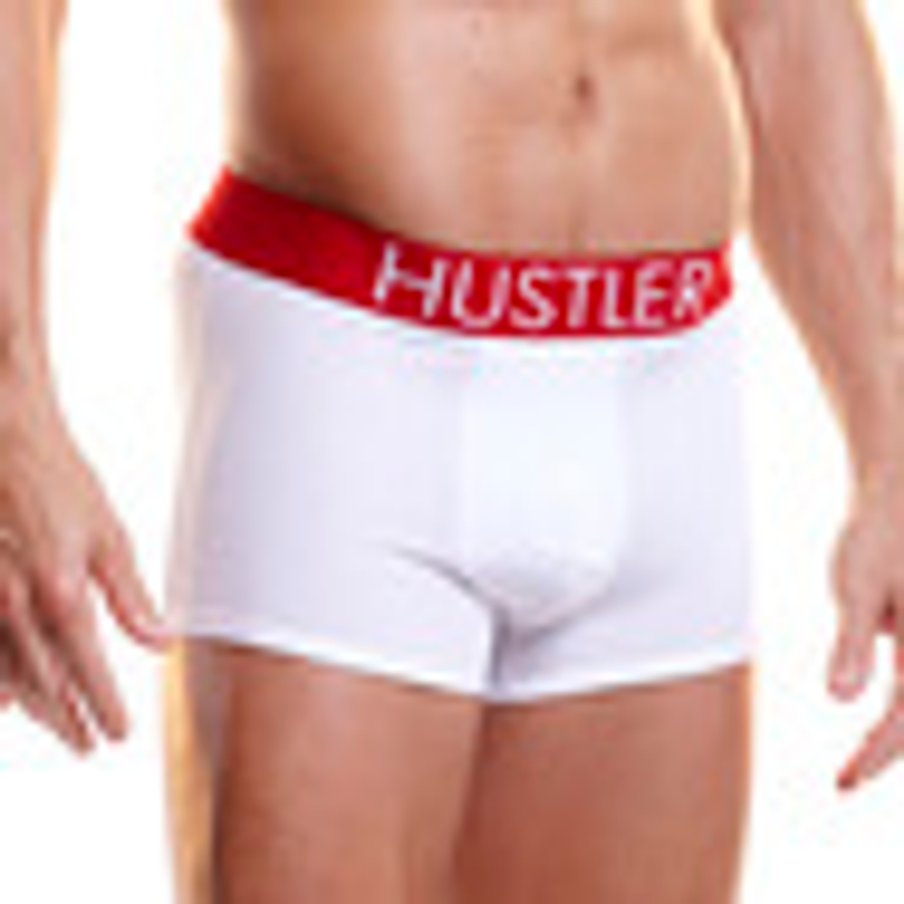 Белые мужские боксеры HUSTLER на широкой резинке из микрофибры M