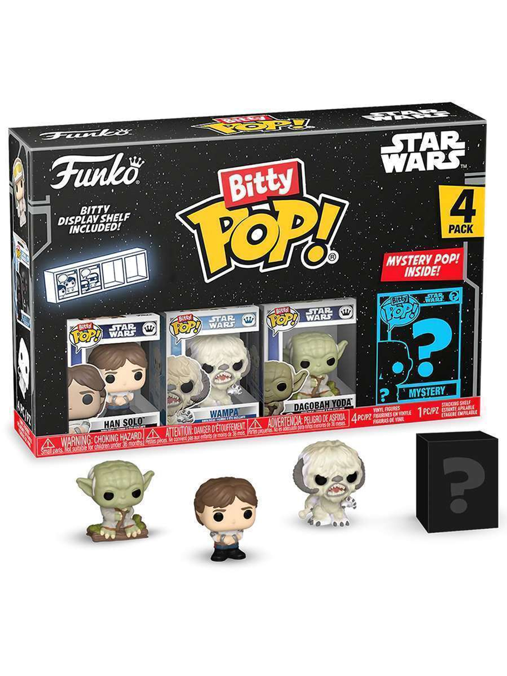 Фигурка Funko Bitty POP! Star Wars S2 Han Solo+Wampa+Dagobah Yoda+Mystery (1 of 4) 4PK 83670