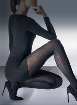 Женственные колготки в полоску разной ширины (Размер: S-M) (Цвет: черный)