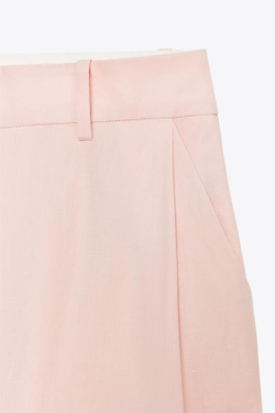 ZARA ШИРОКИЕ БРЮКИ С ЗАЩИПАМИ, РОЗОВЫЙ