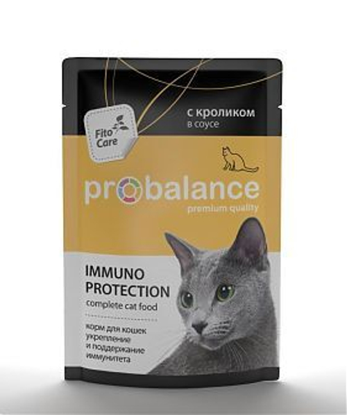 Влажный корм Pro Balance Adult Immuno для взрослых кошек, кролик, 85 г