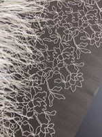 Тесьма сетка с вышивкой, беж/крем, 23см