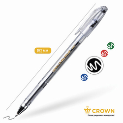 Ручка гелевая CROWN "Hi-Jell", ЧЕРНАЯ, корпус прозр., узел 0,5мм, линия 0,35мм, HJR-500B, ш/к 05696
