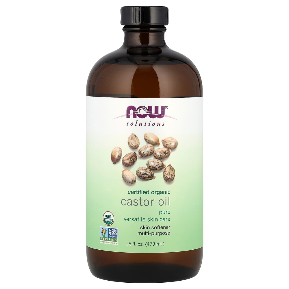 NOW Foods, Solutions, сертифицированное органическое касторовое масло, 473 мл (16 жидк. Унций)
