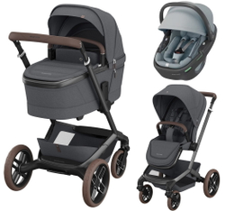 Детская коляска Maxi-Cosi Fame 3 в 1 с автокреслом Coral 360 Essential grey Twillic Graphite/графит