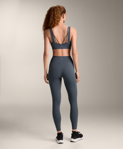 Oysho Спортивный бюстгальтер Light Touch со средней поддержкой, антрацитовый/голубой