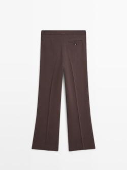 Massimo Dutti Расклешенные брюки с карманом, шоколадный