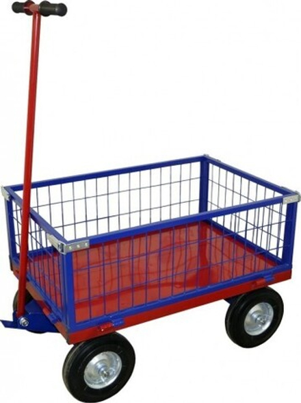 Тележка с сетчатым бортом Rusklad ТПОБ-5С 700х1200 мм, до 450 кг, пневматические колеса ТПОБ 5 С пневмо