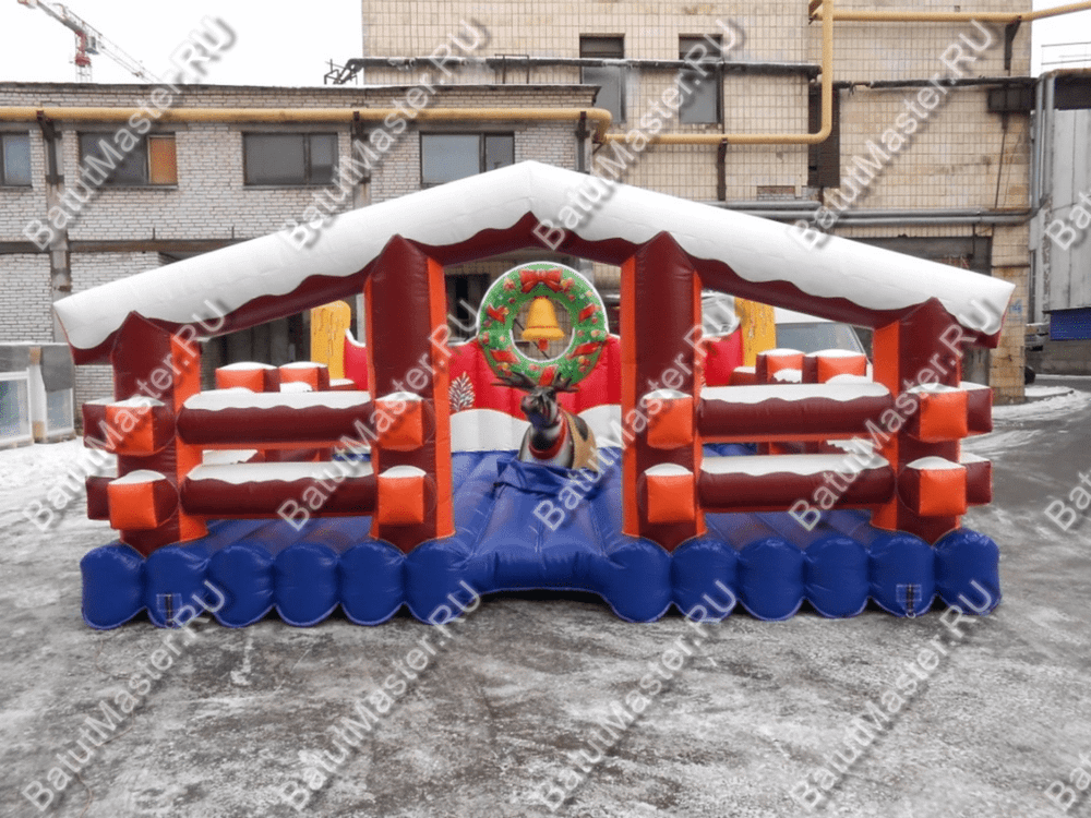 Надувной аттракцион Родео, олень+батут, "Рождественский", 5*5*3 м