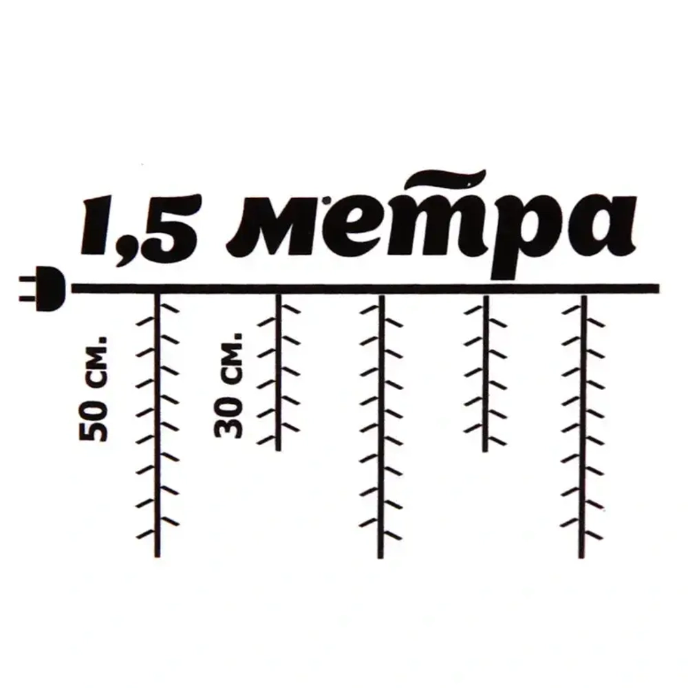 Гирлянда для дома БАХРОМА «Мерцание» ш1,5м* в30/50 см 48 ламп LED, прозрачн.пров, авторежим, IP-20, Теплый белый/Белое мерцание
