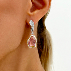 Серьги с Морганитом, Аквамарином и Бриллиантами, E0030-80/1